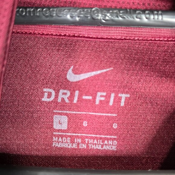 Mens Nike Dri Fit Burgundy Full Zip Track Jacket White Piping Polyester Size L - Picture 2 of 7